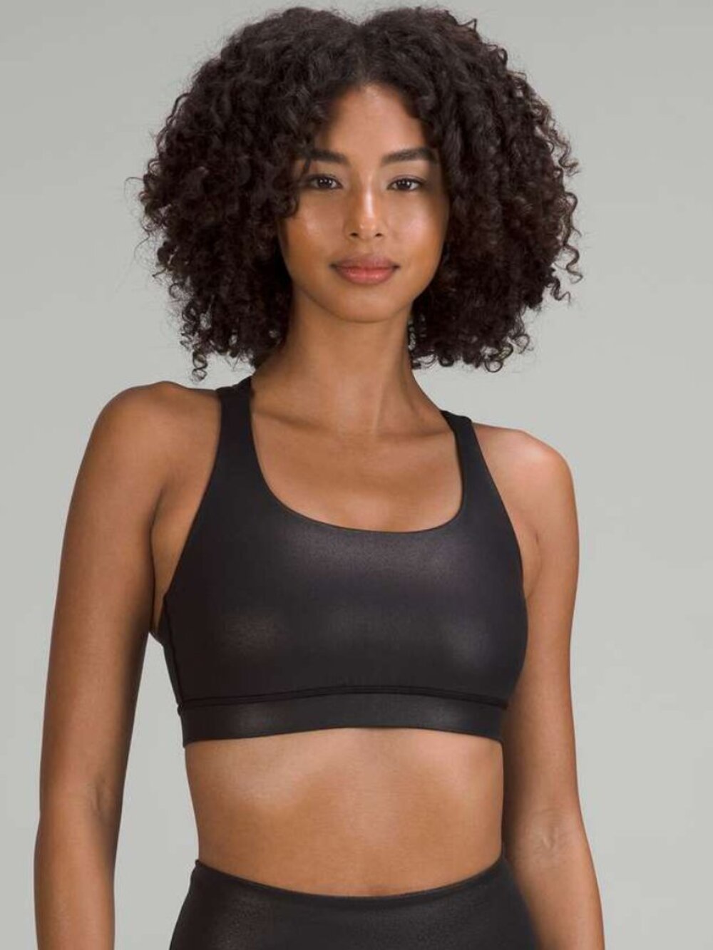 Lululemon Energy Bra Shine Matte Black Foil Size 6